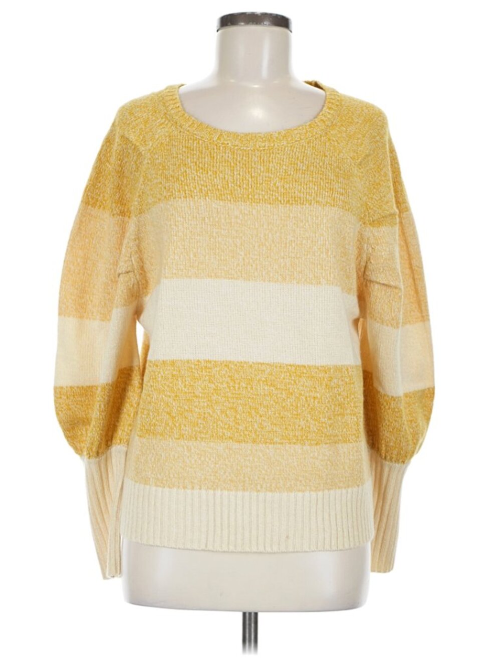 G By Giuliana Rancic Marled Stripe Puff-Sleeve Sweater - Size Medium